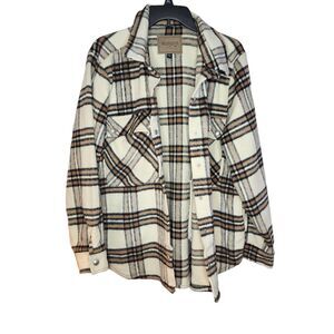 Blank NYC Shirt Jacket Women's Large Lumberjack Plaid Flannel w/Pockets